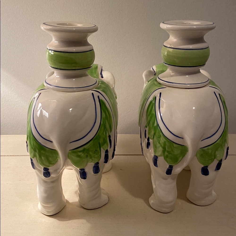 Vintage Fitz And Floyd Ceramic Elephant Candle Holders Set of 2 Rare - Picture 4 of 12